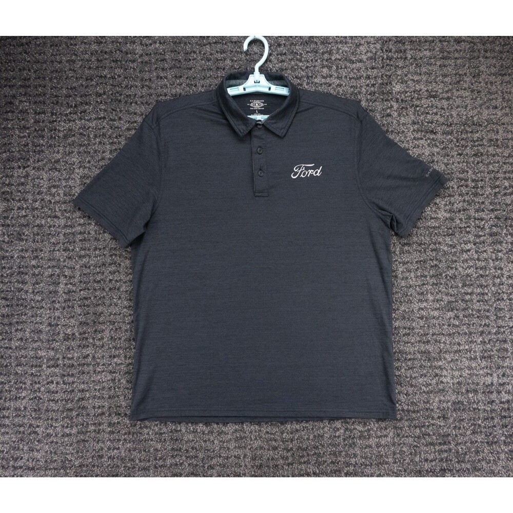 FORD Shirt Mens Large Dark Gray Performance Polo G.H. Bass & Co. Workwear Golf